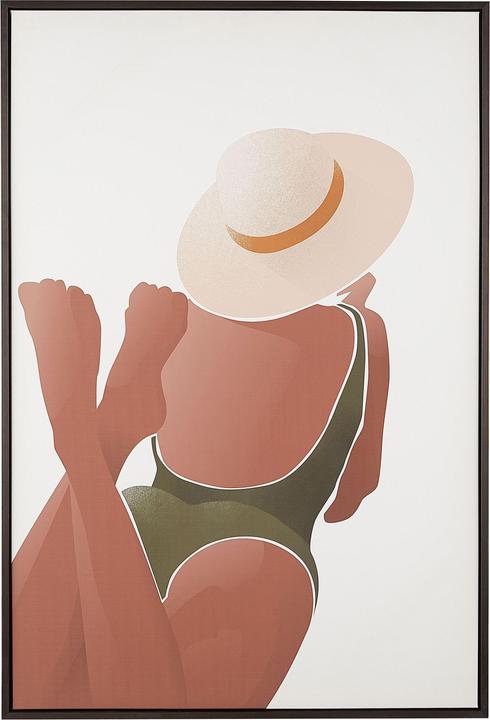 Beliani Leinwandbild braun / weiss Frauenmotiv 63 x 93 cm FELTRINA (63 x 93 cm)