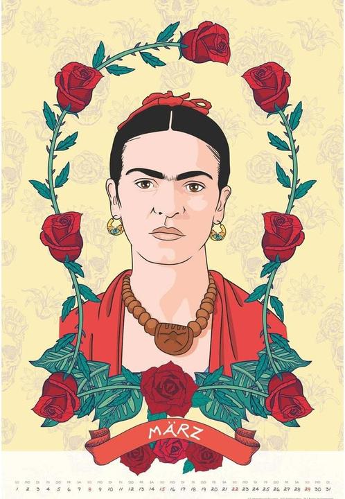 Actual product image Frida Kahlo 2026 - Wandkalender - Hochformat 33 x 49,5 cm - Mit Spiralbindung