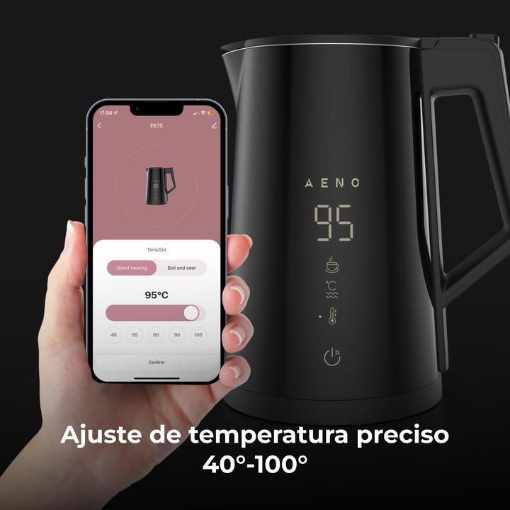 Productafbeelding Aeno Waterkoker EK7S 1,7L, 360°/app/keep-warm 24h zwart (1.70 l)