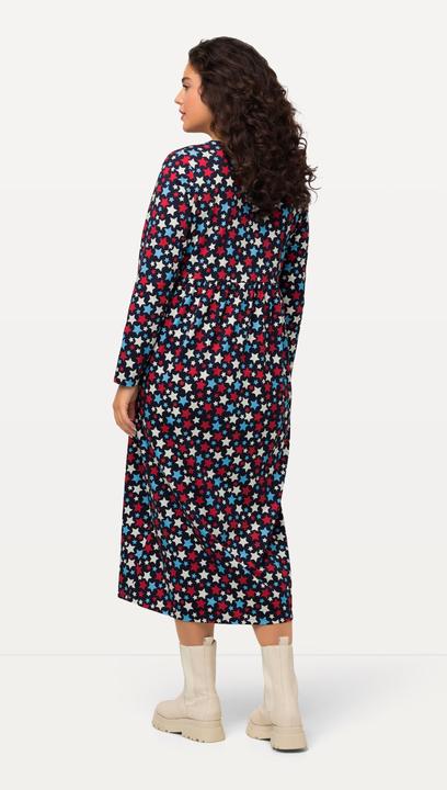 Produktbild Ulla Popken Kleid, Jersey mit Sterne, A-Linie, Carree-Ausschnitt, Langarm (58)