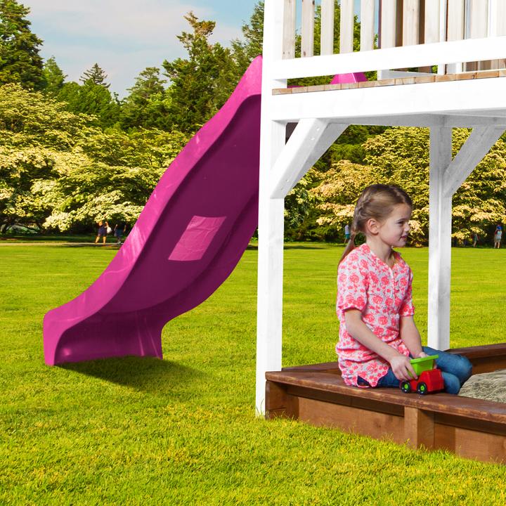Produktbild Axi Liam Spielhaus mit Roxy Nestschaukel Braun/Weiss - Lila Rutsche