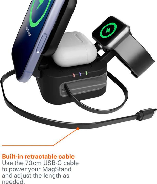 Produktbild Cygnett MagStand 3-in1 Foldable Wireless Charger with Retractable Cable (22.50 W)