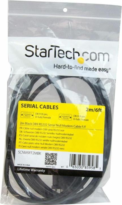 Image du produit StarTech Câble Noir Db9 Null Modem De 2m (2 m)