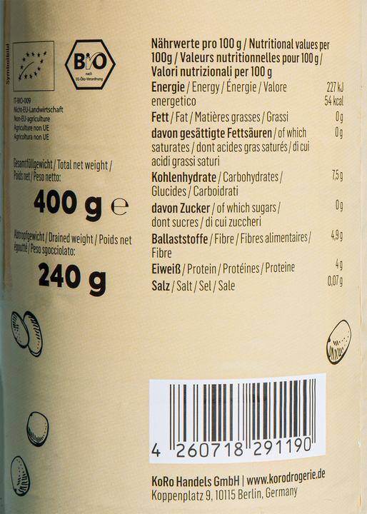 Actual product image KoRo Organic brown lentils, cooked (2880 g)