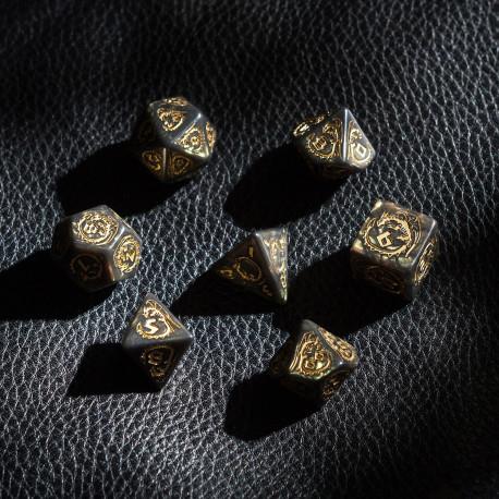 Actual product image Q Workshop SDRA98 - Dragon Dice Set: Nephrite, green and gold (7 pieces)