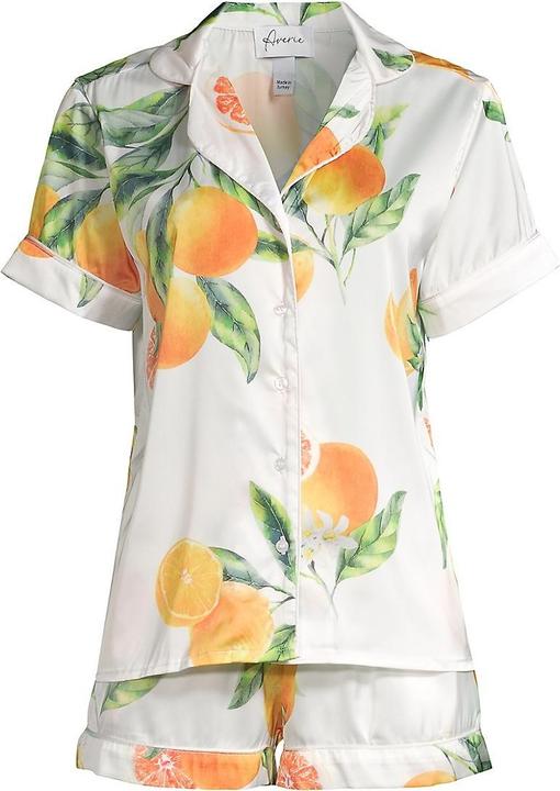 Averie Two-Piece Orange Grapefruits Print Shorts Pajama Set (XXL)