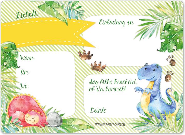 Image du produit Papierdrachen 12 Einladungskarten zum Geburtstag – Dinos (12 pcs)