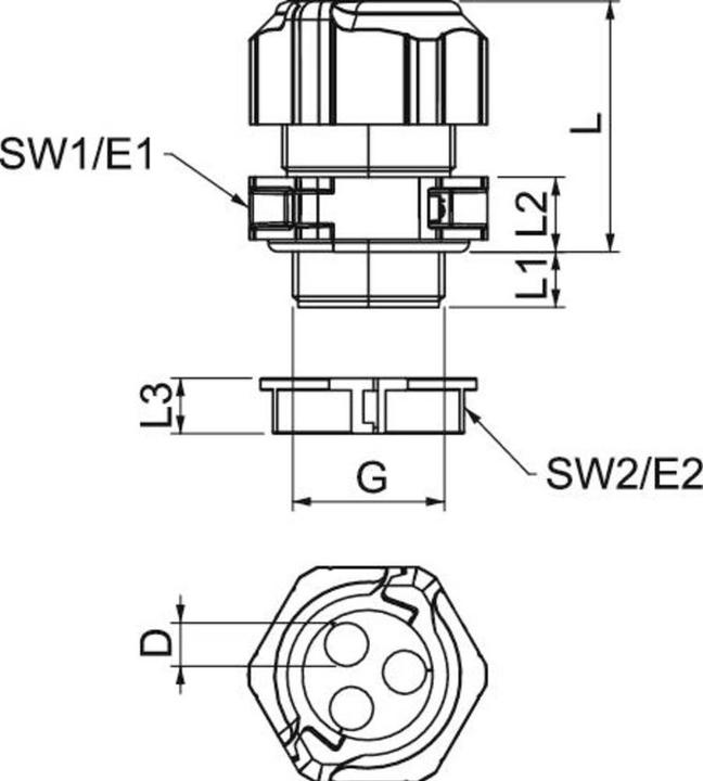 Actual product image OBO Bettermann Cable gland V-TEC TB25 3x9 divisible with locknut