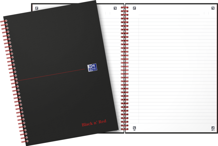 Actual product image Oxford Spiral book Black 'n Red (A4, Lined, Hardcover)