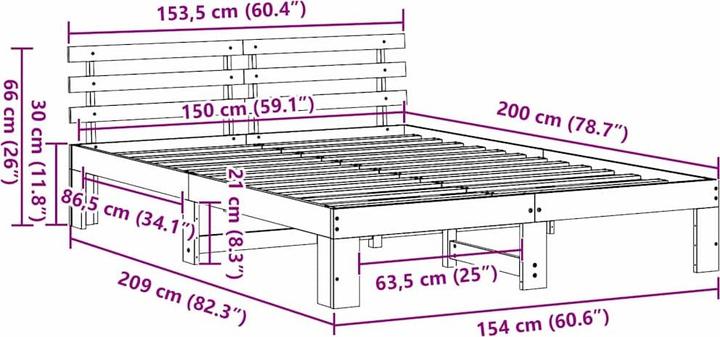 Actual product image vidaXL Bettgestell (150 x 200 cm)