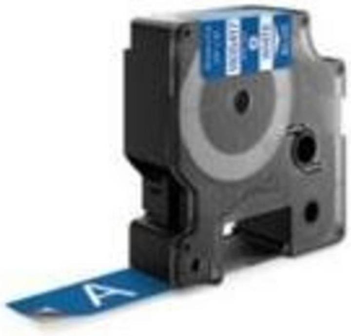 Actual product image Dymo Rhino 19mm white on blue vinyl (1.90 cm, Blue)