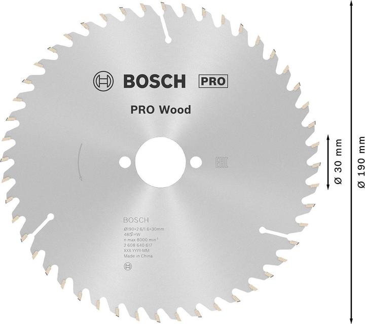 Immagine prodotto Bosch Professional Zubehör Lama circolare per legno PRO, 190 x 2,6 x 30 mm