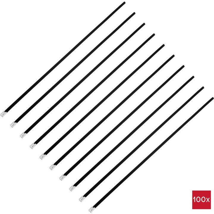 Actual product image Tru Components TC-12647620 Steel cable tie 520 mm 7.9 mm AISI 304 with coating (Metal cable ties, 520 mm, 100 pcs.)