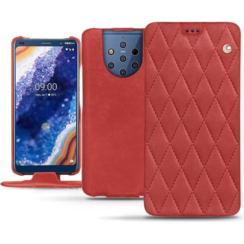 Noreve Lederschutzhülle vertikal (Nokia 9 PureView), Smartphone Hülle, Rot