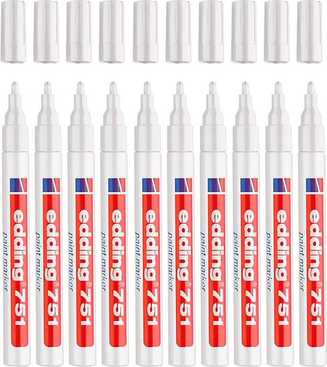Actual product image Edding Paintmarker ® 751 permanent hvid round spids 1-2 mm - (10 pcs.) (10 x)