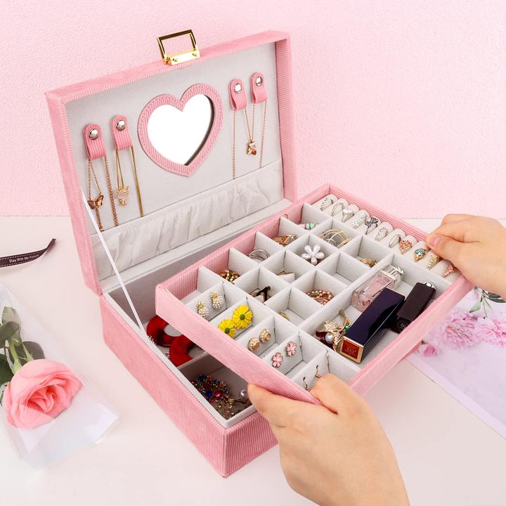 Produktbild Only-Bags.Store Schmuckkästchen, grosses Schmuckkästchen mit Spiegel für Samt-Schmuckkästchen