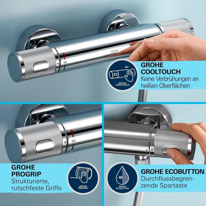 Immagine prodotto Grohe Precision Feel QuickFix Thermostat-Duscharmatur und Vitalio Start 110 Brausestangenset, Länge 600mm