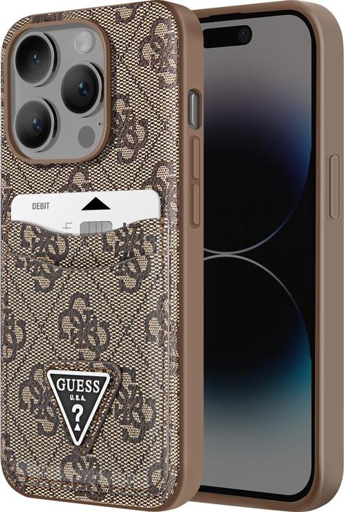 Actual product image Guess PU 4G card holder cover, Braun Series (Apple iPhone 14 Pro Max)