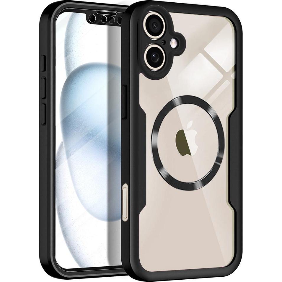 Techsuit - ColorVerse 360 MagSafe Series + Screen Protector - iPhone 17 - Black (Apple iPhone 17), Cover smartphone, Nero
