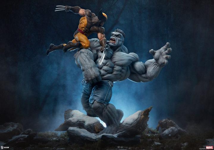 Actual product image Sideshow Marvel Statue Grey Hulk vs Wolverine 58 cm