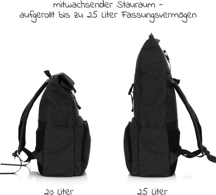 Produktbild Fillikid Wickeltaschen & Wickelrucksäcke Wickelrucksack Tokio im Rolltopstil inkl.