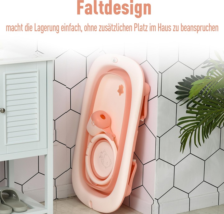 Immagine prodotto Homcom Vasca da bagno pieghevole per bambini con lavabo e tazza per shampoo