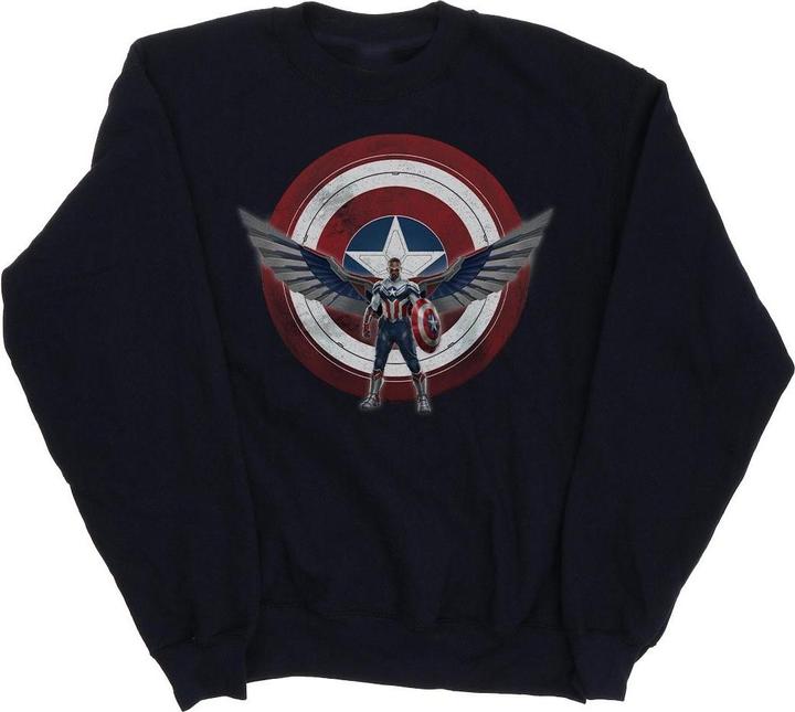 Actual product image Boys Falcon And The Winter Soldier Captain America Shield Pose Sweatshirt (140, 146)