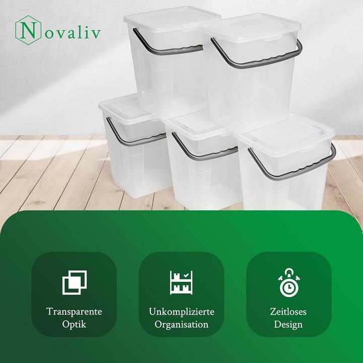Produktbild Novaliv 2X Waschmittelbox mit Deckel 7 Liter Transparent und Dosierlöffel 23,5 x 18 x 26,5 cm Waschp (18 cm, 7 l, 2x)