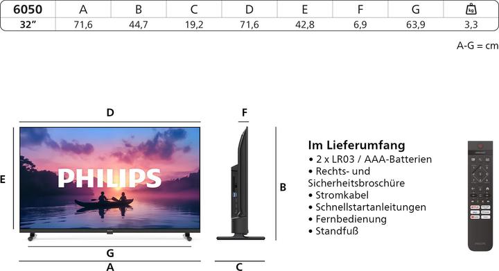 Produktbild Philips 32PHS6050/12 (32", PHS6050, LED, HD, 2025)