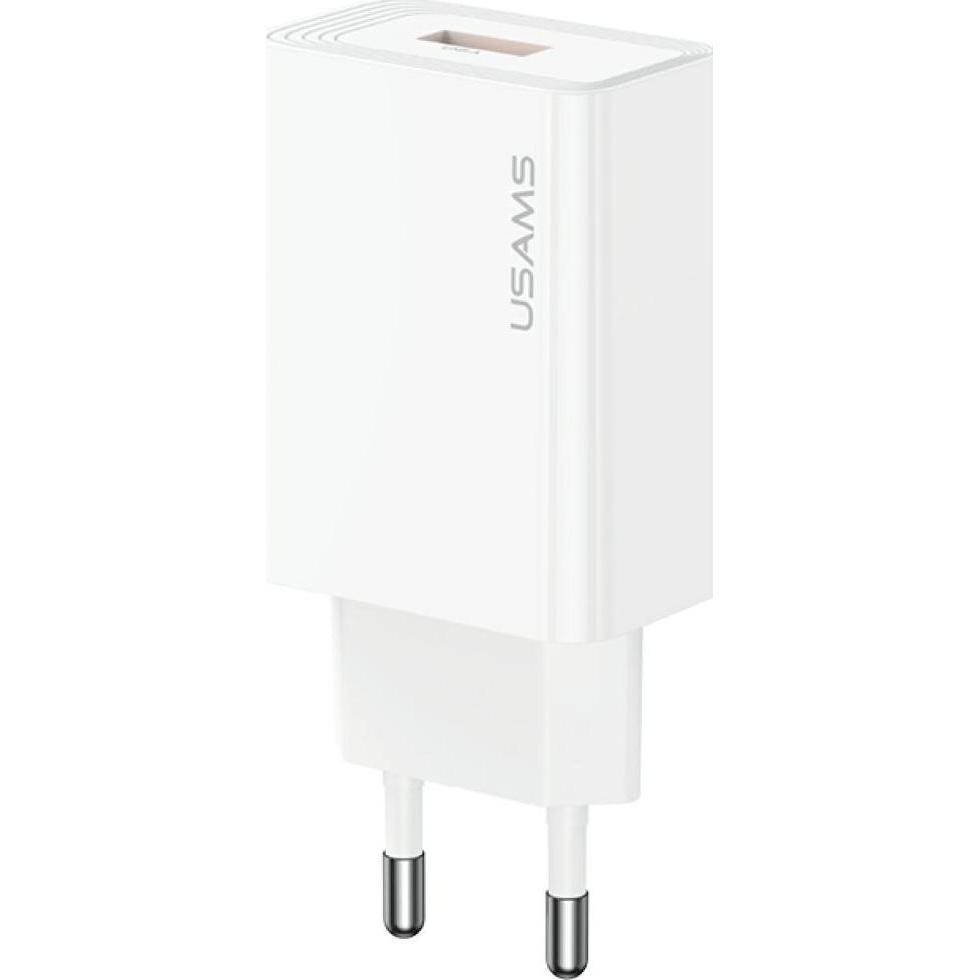 Usams Wall charger T69 18W USB-A white (18 W, 1 porzione), Caricatore USB, Bianco
