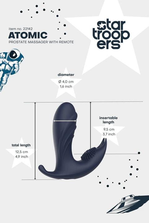 Actual product image Dreamtoys Dream Toys Startroopers Atomic Prostate Massager With Remote Anal Plug Blue 12,5 cm