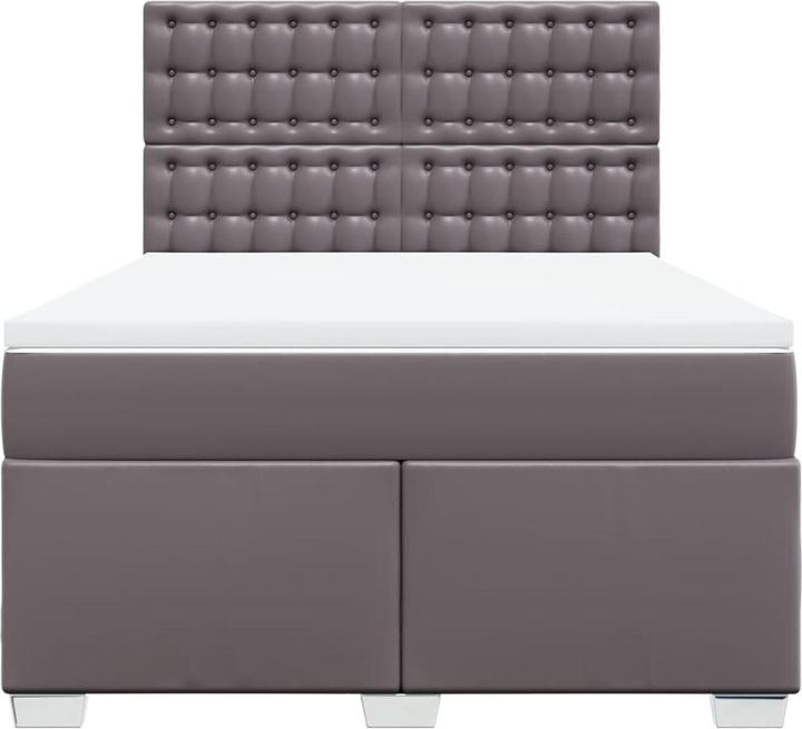 Produktbild vidaXL Boxspringbett Polsterbett Bett mit Matratze Grau 140x190cm Kunstleder (140 x 190 cm)