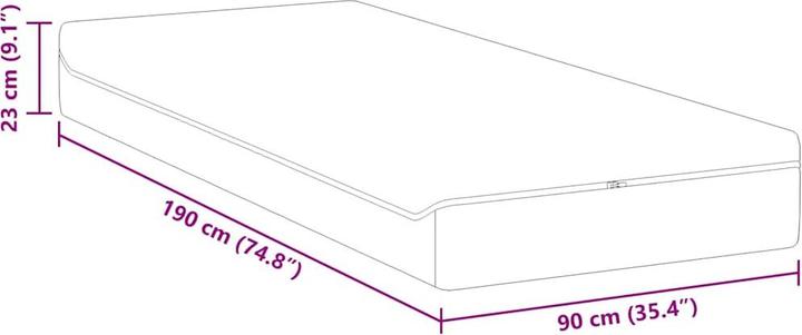 Actual product image vidaXL Mattress (90 x 190 cm, Foam core, Spring core)