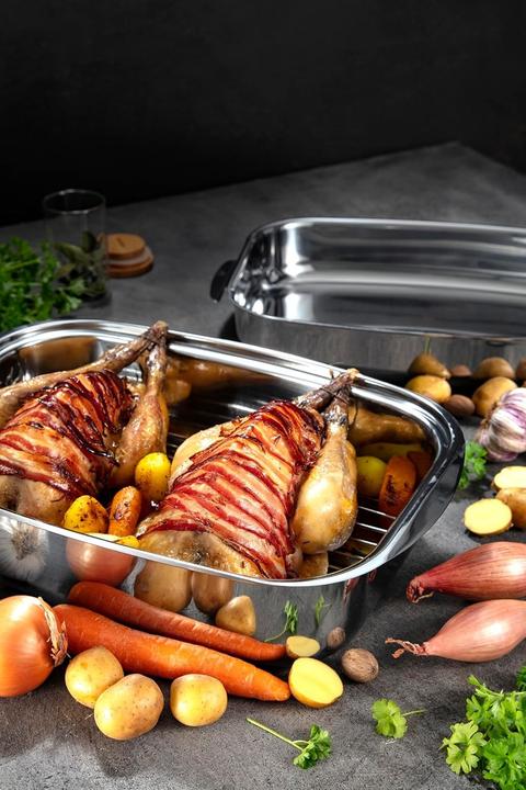 Actual product image Tescoma EXCLUSIVE roasting pan, with lid, 36 x 24 cm (Stainless steel)