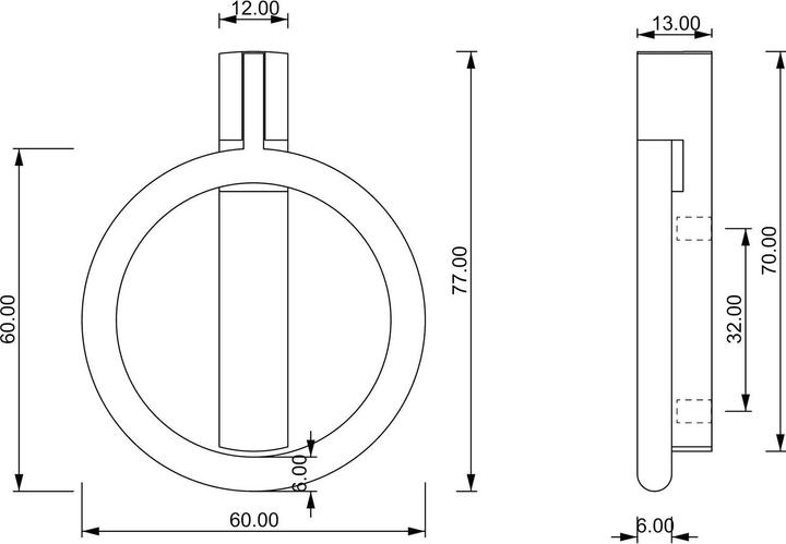Produktbild Alles im griff Klappgriff Marsala Ø¸ 60 mm, Höhe 77 mm, Zinkdruckguss schwarz matt