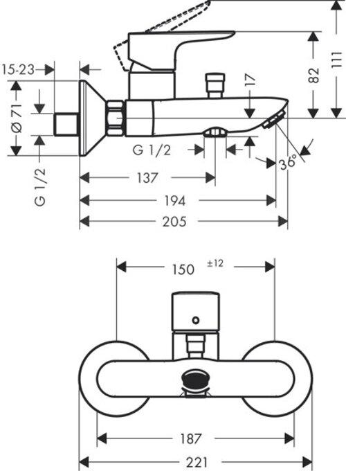 Immagine prodotto hansgrohe Miscelatore monocomando per vasca da bagno TALIS E