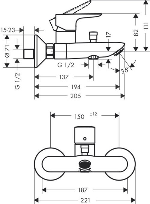 Actual product image hansgrohe Single lever bath mixer TALIS E