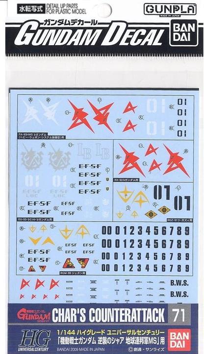 Bandai GUNDAM - GUNDAM DECAL 071 - Char's Counterattack Earth Federartion
