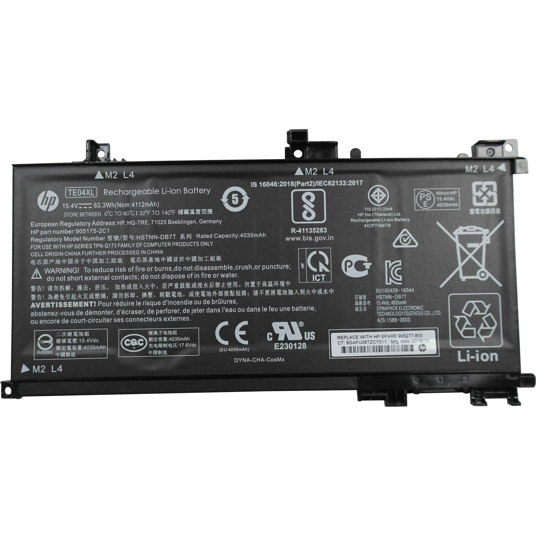 HP Original Akku für Omen Pavilion 15-BC (4000 mAh), Notebook Akku, Schwarz