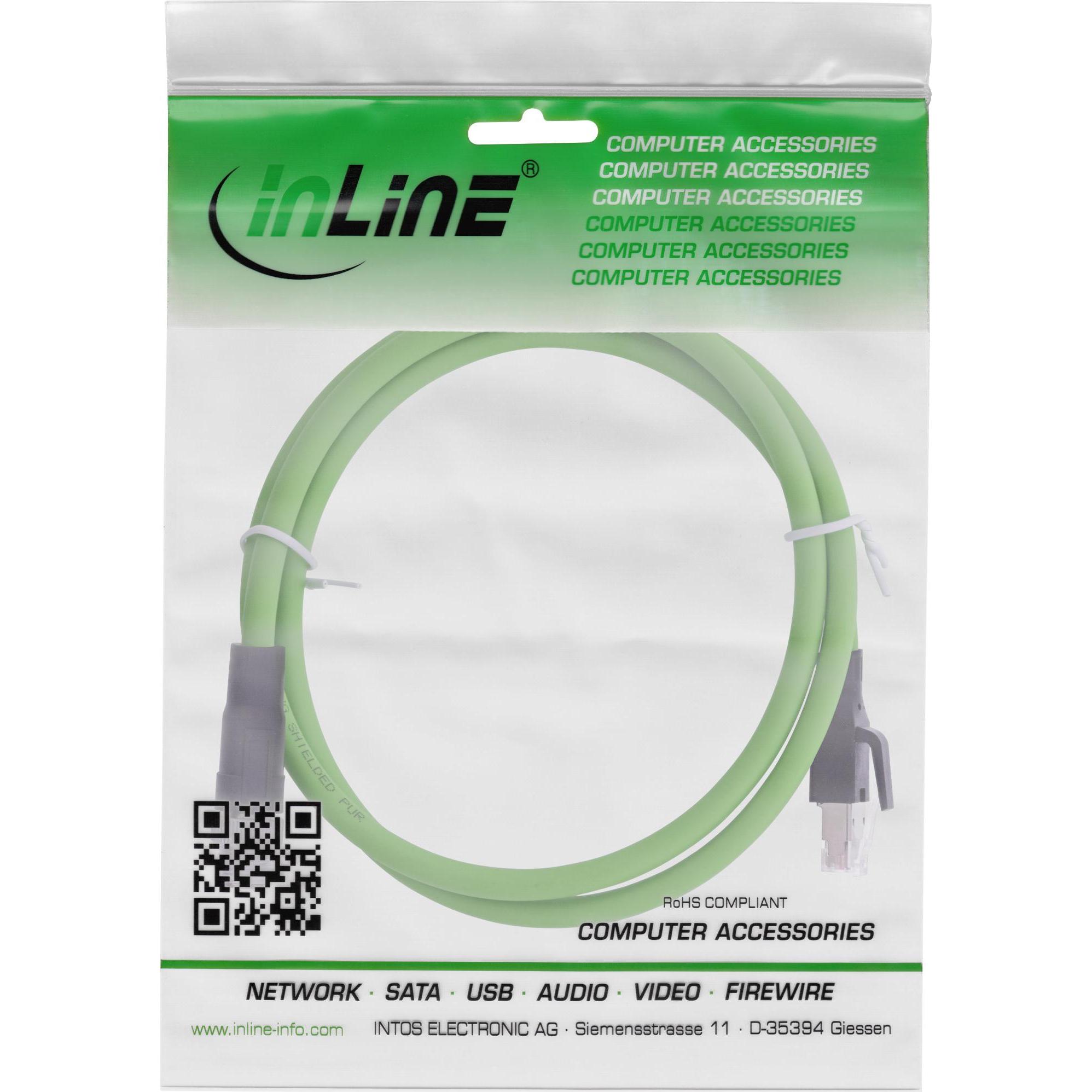 Thumbnail - InLine Industrie Netzwerkkabel, M12 8-pin X-kodiert Stecker zu RJ45 Stecker, Cat.6A PUR, 20m (20 m), Netzwerkkabel