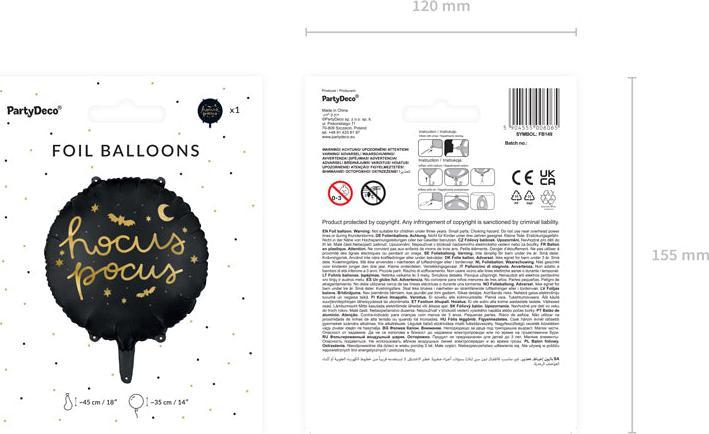 Produktbild Partydeco Hocus Pocus Folienballon Hexen und Halloween und Zauberer Party (1 x)