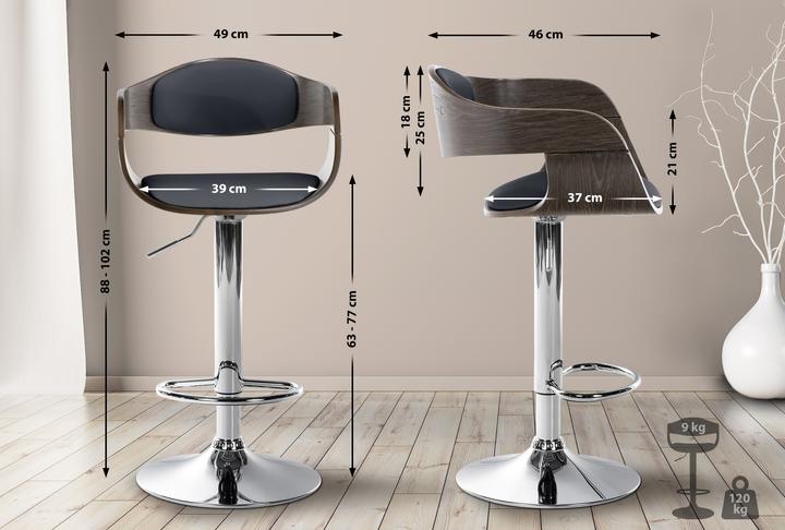 Actual product image CLP Kingston bar stool, black/grey