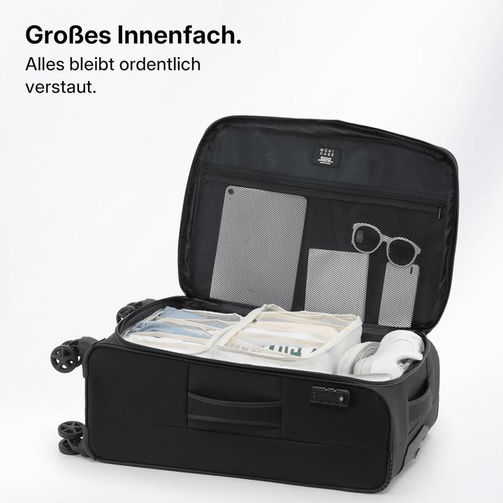 Produktbild Münicase Erweiterbarer Stoffkoffer mit TSA-Schloss & Rollen (69 l)