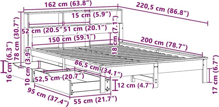 Produktbild vidaXL Bettgestell (150 x 200 cm)