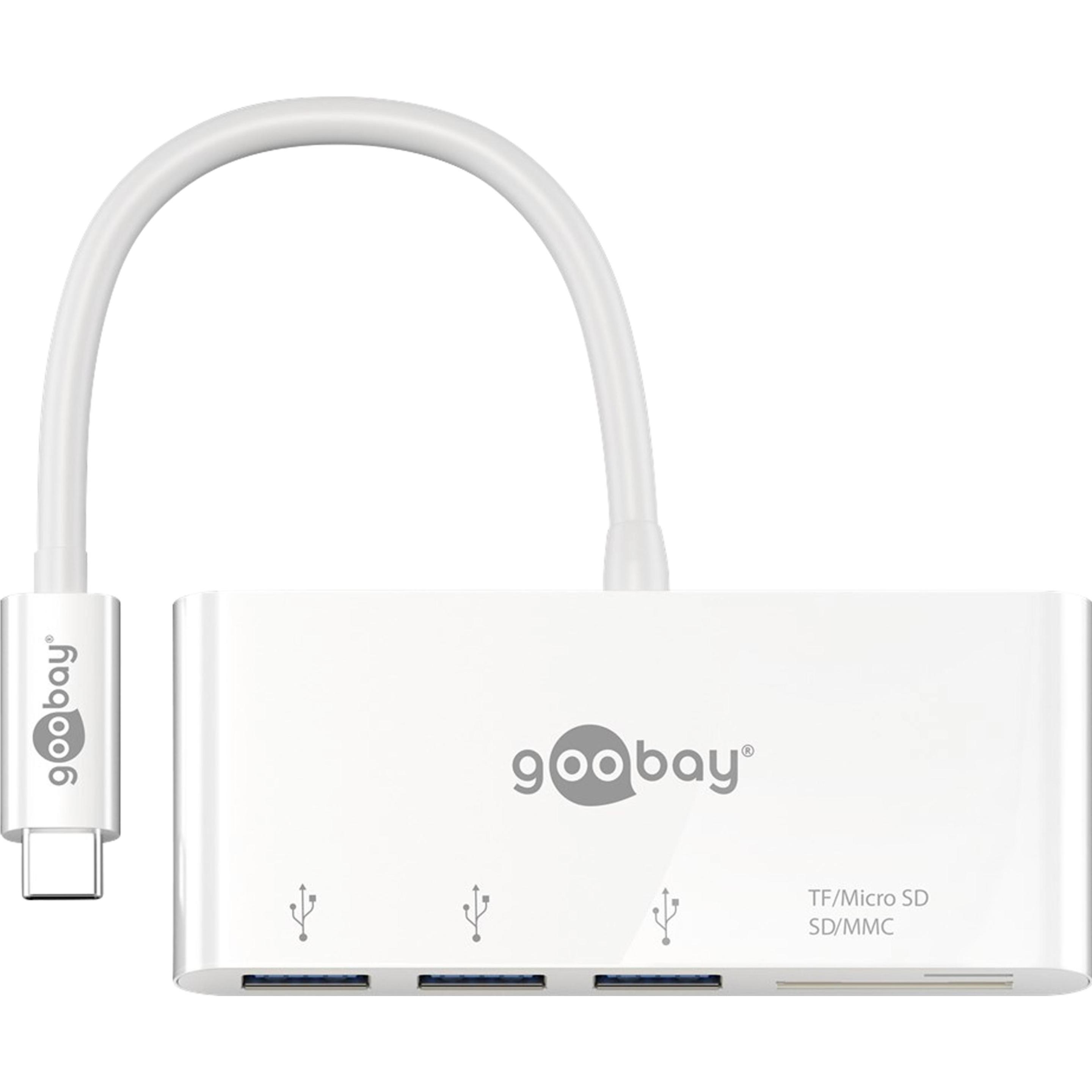 Goobay USB Typ-C zu (USB-C, 4 porte), Docking station + Hub USB, Bianco