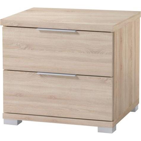 Schlafkontor, Nachttisch, Beimöbel Nachtkommode 2 Schubkästen Holzwerkstoff Dekorfolie 46x43x42 cm