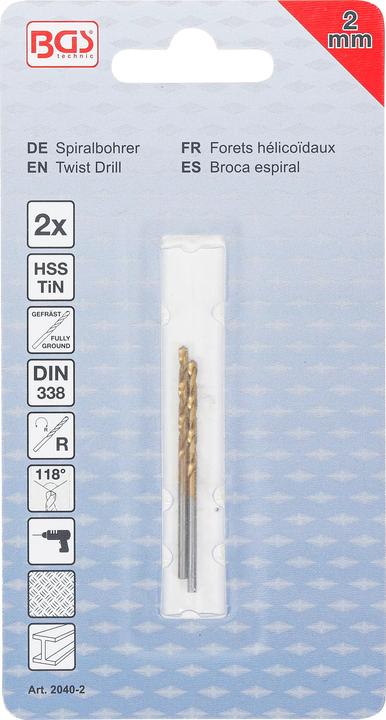 Actual product image BGS Twist Drill HSS-G titanium-nitrated 2.0 mm 2 pcs. (2.0 mm)