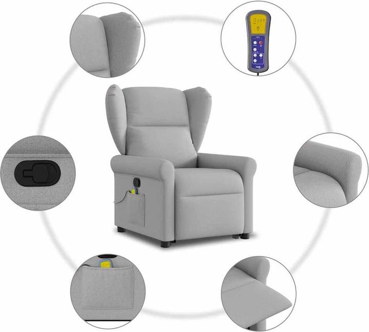 Actual product image VidaXL Massage chair with stand-up aid Cloud grey fabric