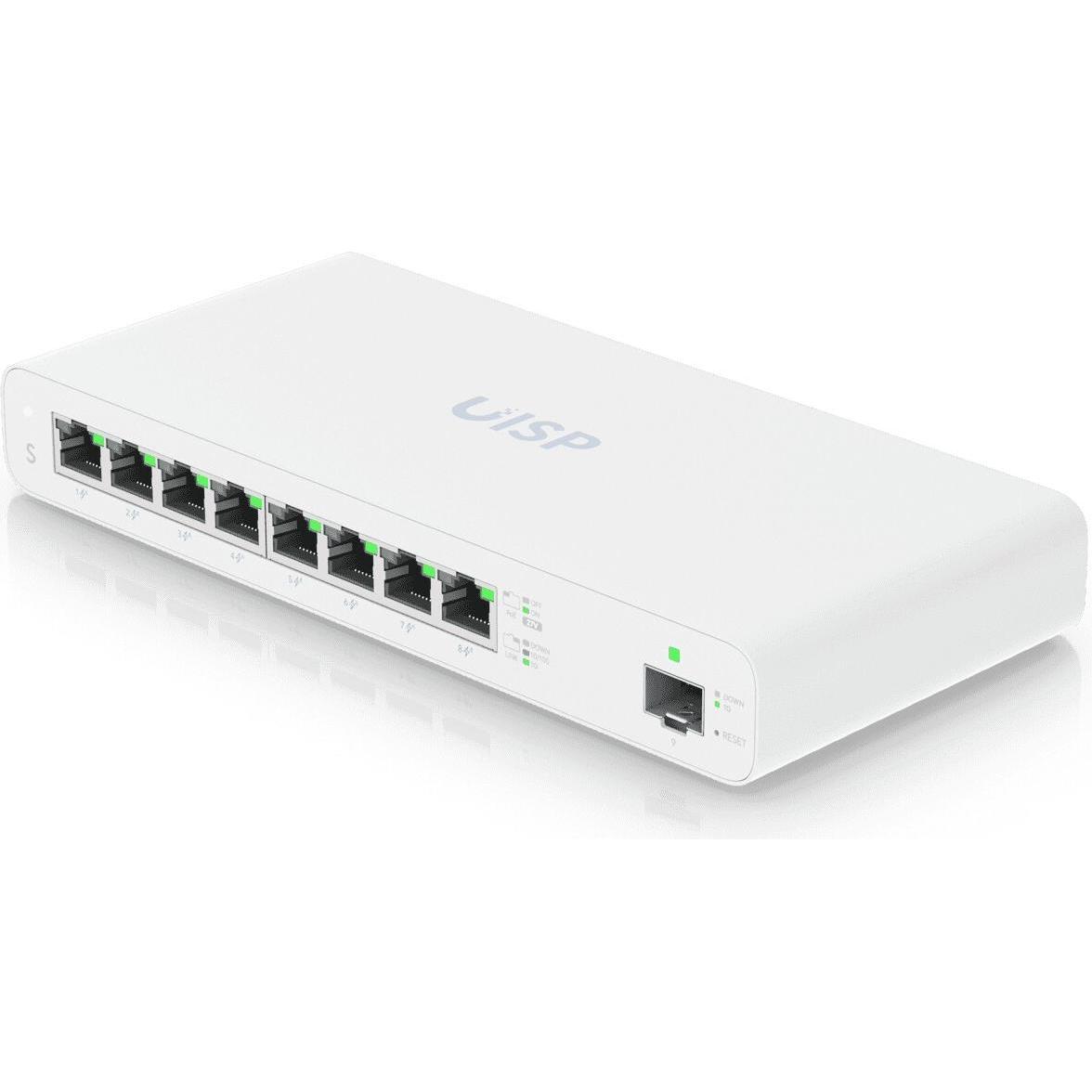 Ubiquiti UISP-S 8x Gigabit PoE ISP Router, 1x SFP (8 Ports), Netzwerk Switch, Weiss