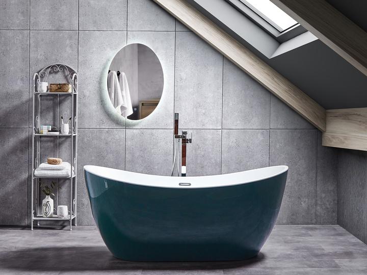Actual product image Beliani Bathtub freestanding blue green oval 170 x 77 cm ANTIGUA (240 l, 170 cm, 170 cm)